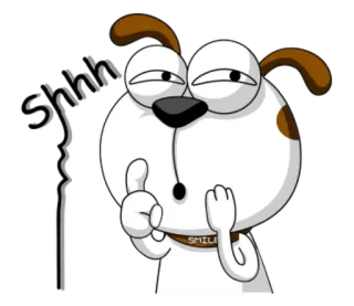 😚 Shhh chien, dessin animé, chut, silence, animal, doigt telegram sticker