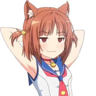 😏 anime, cat girl, smug, coy, character, animated telegram sticker