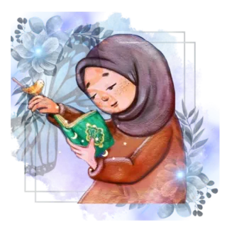 🌙 girl, hijab, muslim, book, islam, child, religious, quran telegram sticker
