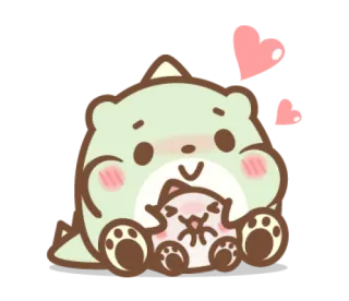 🥰 fofo, animal, dinossauro, urso, desenho animado, coração, amor telegram sticker