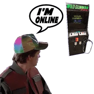 👾 I'M ONLINE arcade, wild gunman, back to the future, online, marty mcfly telegram sticker