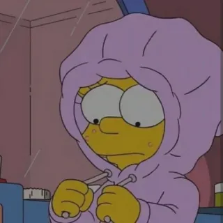 ☹️ Lisa Simpson The Simpsons ลิซ่า ซิมป์สัน, ซิมป์สัน, การ์ตูน, เสื้อฮู้ด, เศร้า, อนิเมชั่น telegram sticker