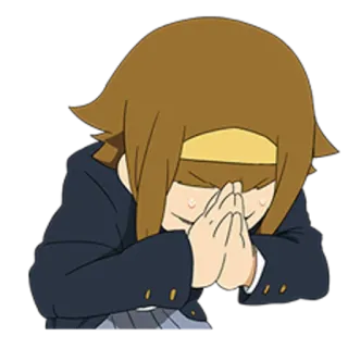 👏 Anime, Garota, Pedindo desculpas, Curvando-se, Uniforme escolar, Desenho animado, Fofa telegram sticker