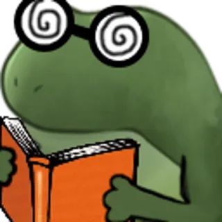 📖 frog, hypnotized, book, reading, cartoon, glasses telegram sticker