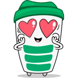 😍 café, amor, corazones, dibujos animados, kawaii, lindo, pegatina telegram sticker