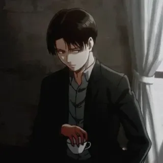 ☕ Levi Ackerman Attack on Titan Anime, Levi, Personaje, Manga, Café, Ataque a los Titanes, Ackerman telegram sticker
