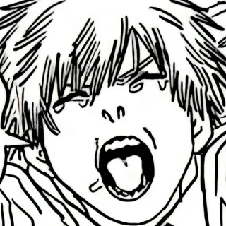 ⚙️ Anime, Manga, Cri, Expression, Noir et blanc, Visage, Art telegram sticker