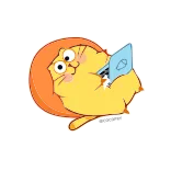 💻 cat, animal, pet, cute, yellow, computer, laptop telegram sticker
