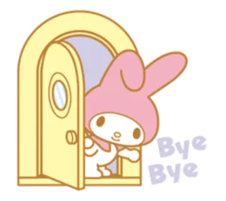 👋 My Melody Bye Bye imut, hello kitty, kartun, kawaii, kelinci, pintu, sampai jumpa telegram sticker