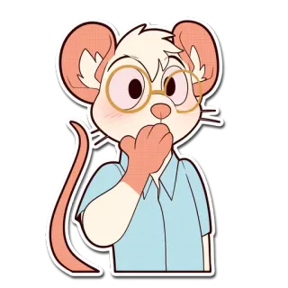 😮 Bernard The Rescuers rato, desenho animado, óculos, fofo, disney, animado, personagem telegram sticker