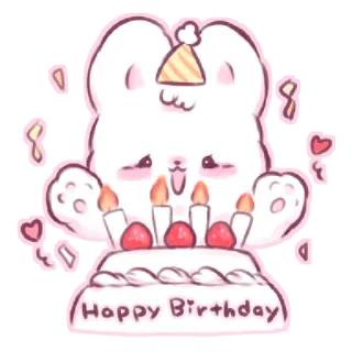 🥳 Happy Birthday 생일, 귀여운, 케이크, 축하, 동물, 귀엽 telegram sticker