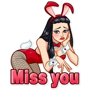 😞 Miss you грустный, зайчик, девушка, сетка, скучаю telegram sticker