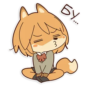 😑 哼... 狐狸, 动漫, 卡通, 可爱, 动物, 贴纸 telegram sticker