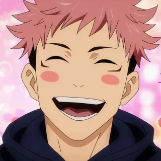 🤓 Yuji Itadori Jujutsu Kaisen 애니메이션, 캐릭터, 유지 이타도리, 주술회전, 미소, 행복 telegram sticker