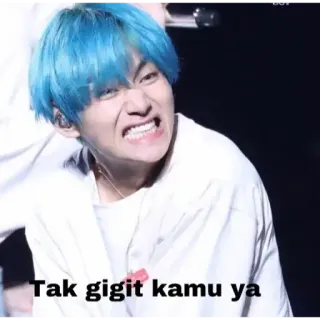 🏁 Tak gigit kamu ya Person, blaue Haare, Promi, Meme telegram sticker