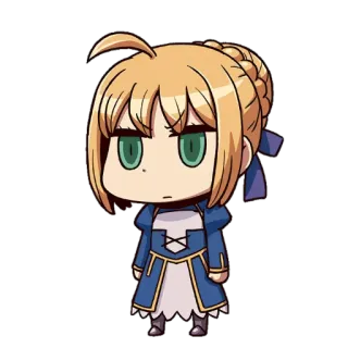 😐 Saber Fate/Grand Order Anime, Chibi, Karakter, Saber, Fate, Fate/Grand Order, Kartun telegram sticker