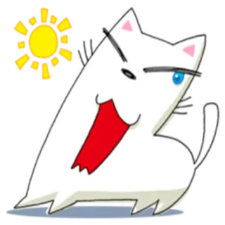 ☀️ kot, słońce, zwierzę, kreskówka, słodki, naklejka whatsapp sticker
