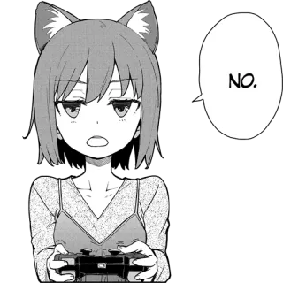 😐 NO. anime, catgirl, gaming, manga, no, controller telegram sticker