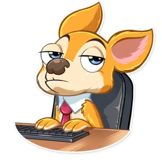 👨‍💼 chien, bureau, animal, dessin animé, travail whatsapp sticker