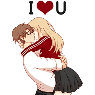 ❤️ I❤️U cinta, ciuman, pasangan, romansa, hati, kasih sayang, hubungan whatsapp sticker