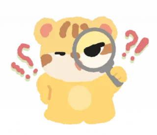 🐯 漫画, くま, はてなマーク, 虫眼鏡, 困惑, 検索, ステッカー whatsapp sticker
