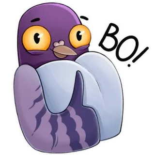 👍 BO! pigeon, cartoon, sticker, bird telegram sticker
