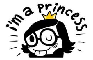😛 i'm a princess księżniczka, korona, słodki, kreskówka, śmieszne, okulary telegram sticker