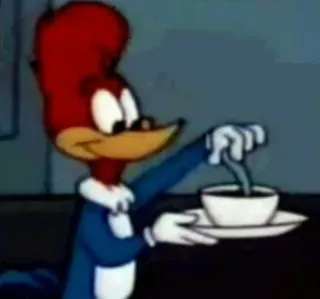 🫖 Woody Woodpecker 만화, 우디 우드페커, 새, 커피, 고전 애니메이션 telegram sticker