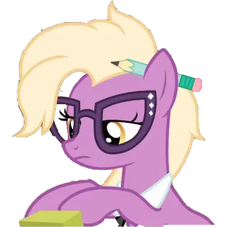 ✒ pony, cartoon, glasses, cute, purple, pegasus telegram sticker
