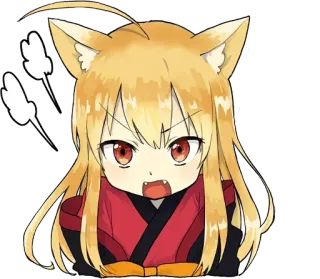 😠 anime, mangá, bravo, fofo, orelhas de gato, orelhas de animal, garota whatsapp sticker
