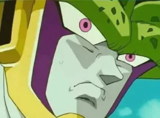😥 Cell Dragon Ball Z anime, dragon ball z, cell, villain, tense, worried, sweating telegram sticker