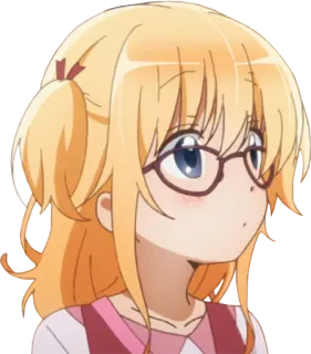 🤓 Anime, Ragazza, Occhiali, Carina, Capelli biondi, Cartone animato telegram sticker