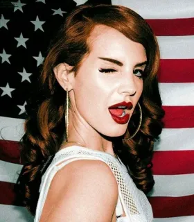 😉 mulher, retrato, bandeira americana, Estados Unidos, patriótico, feminino telegram sticker