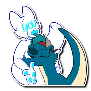 🤗 you hug, furry, cuddle, friends, affection, anthropomorphic, cute telegram sticker