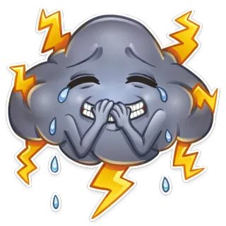 😂 облако, гром, шторм, дождь, погода, эмодзи whatsapp sticker