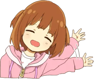 👋 мультфильм, девочка, счастливая, аниме, каваи, стикер telegram sticker