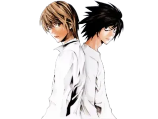 😶 Light Yagami Death Note death note, лайт ягами, L, аниме, манга, персонажи telegram sticker