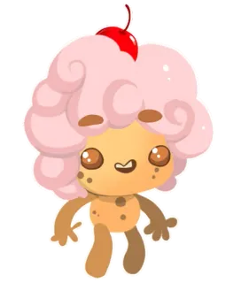 🍥 cupcake, ciliegia, dolce, cibo, cartone animato, carino, dolce telegram sticker