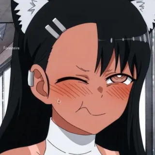 🌟 Nagatoro Don't Toy with Me, Miss Nagatoro Anime, Nagatoro, Kattenoortjes, Knipoog, Leuk, Waifu telegram sticker