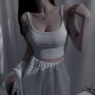 🧸 woman, crop top, fashion, torso, clothing, portrait whatsapp sticker