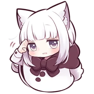 🫡 Аниме, Каваий, Девушка-кошка, Стикер, Чиби, Милый telegram sticker