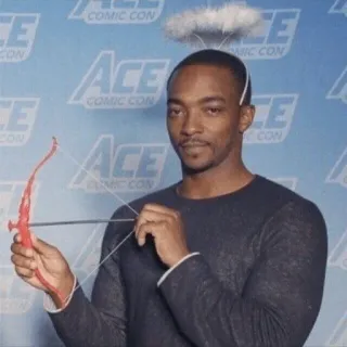 😇 Anthony Mackie, Falcon, Angel, Bow and Arrow, Comic Con telegram sticker