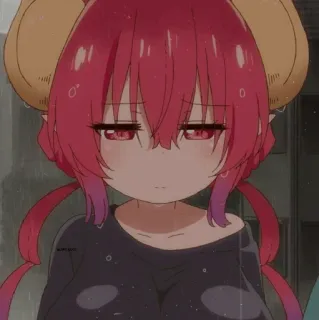 📍 Ilulu Miss Kobayashi's Dragon Maid アニメ, ドラゴン, 女の子, 可愛い, イルル, 悲しい telegram sticker