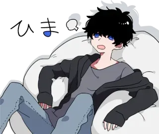 😪 ひま anime, chico, aburrido, manga, dibujos animados whatsapp sticker