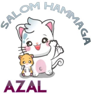 👋 SALOM HAMMAGA AZAL Katze, Hamster, süß, Cartoon, Gruß telegram sticker