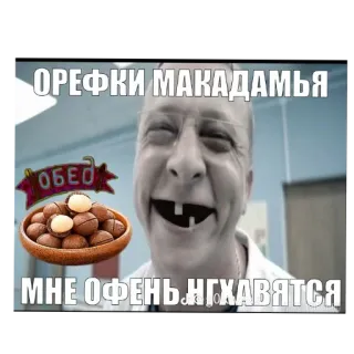👄 ОРЕФКИ МАКАДАМЬЯ МНЕ ОФЕНЬ НГХАВЯТСЯ telegram sticker