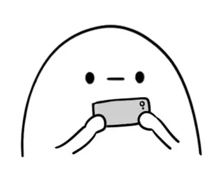🥚 desenho animado, branco, personagem, telefone, tirando foto, simples telegram sticker