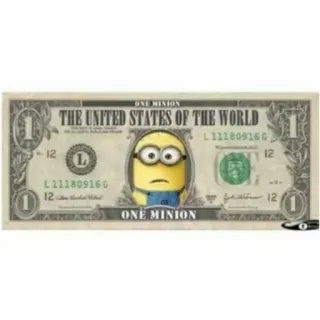💵 Minion ONE MINION THE UNITED STATES OF THE WORLD ONE MINION Minion, Dolar, Uang, Mata uang, Kartun, Lucu telegram sticker