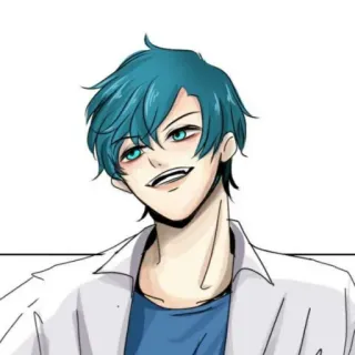 🦕 Anime, Charakter, Manga, blaue Haare, Kunst, Porträt whatsapp sticker