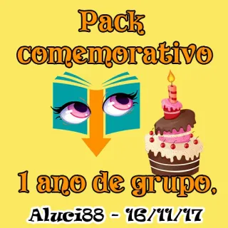 🔮 Pack
comemorativo
1 ano de grupo.
Aluci88 - 16/11/17 anniversario, festa, compleanno, gruppo, torta telegram sticker